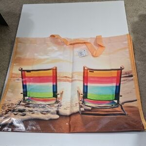 Colorful Beach Scene Tote Bag - 19 X 17.5 X 6.5 inches